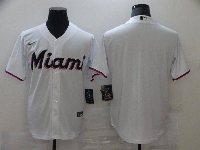 Cheap Men Miami Marlins Blank White Game Nike MLB Jerseys